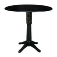 thumbnail image 4 of 42" Round Solid Wood Black Dual Drop Leaf Pedestal Counter Height Table by International Concepts, 4 of 18