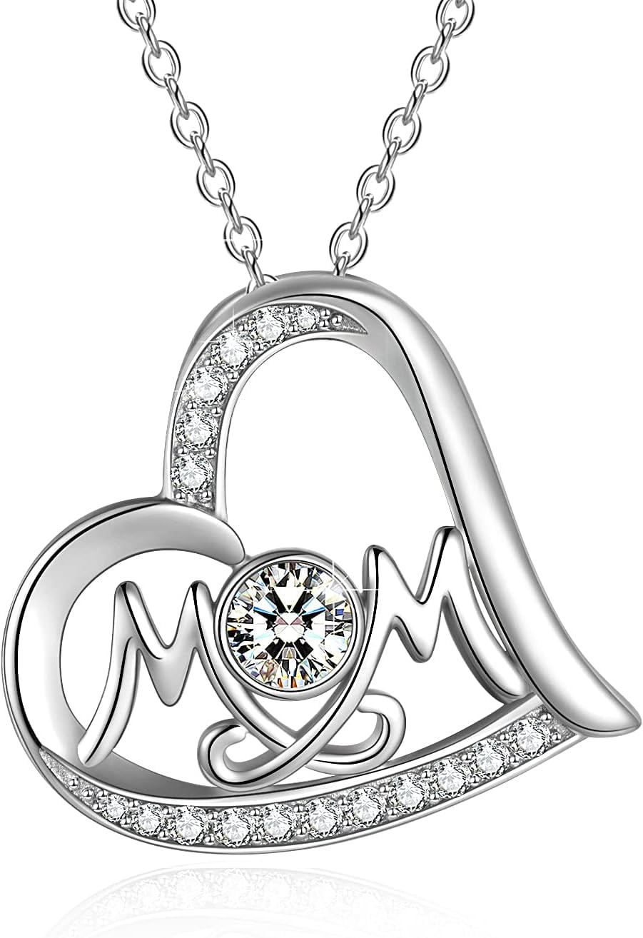 Crystal Mother Daughter Necklace Sterling Silver Mothers Day Birthday Jewelry Gifts for Women Mom Daughter Wife