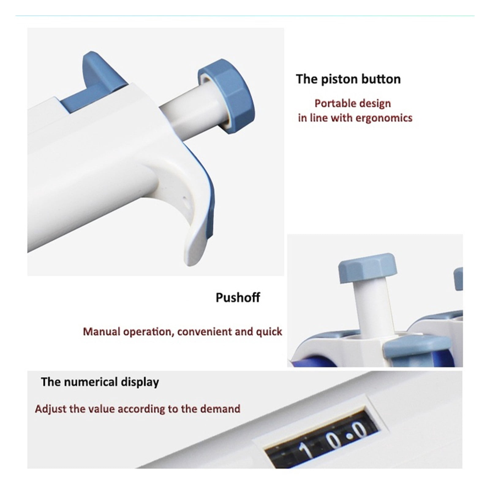 100:1000ul Micropipette Sample Injection Dispenser Digital Single Channel Adjustable Laboratory Pipette Gun ,Precision & Accuracy