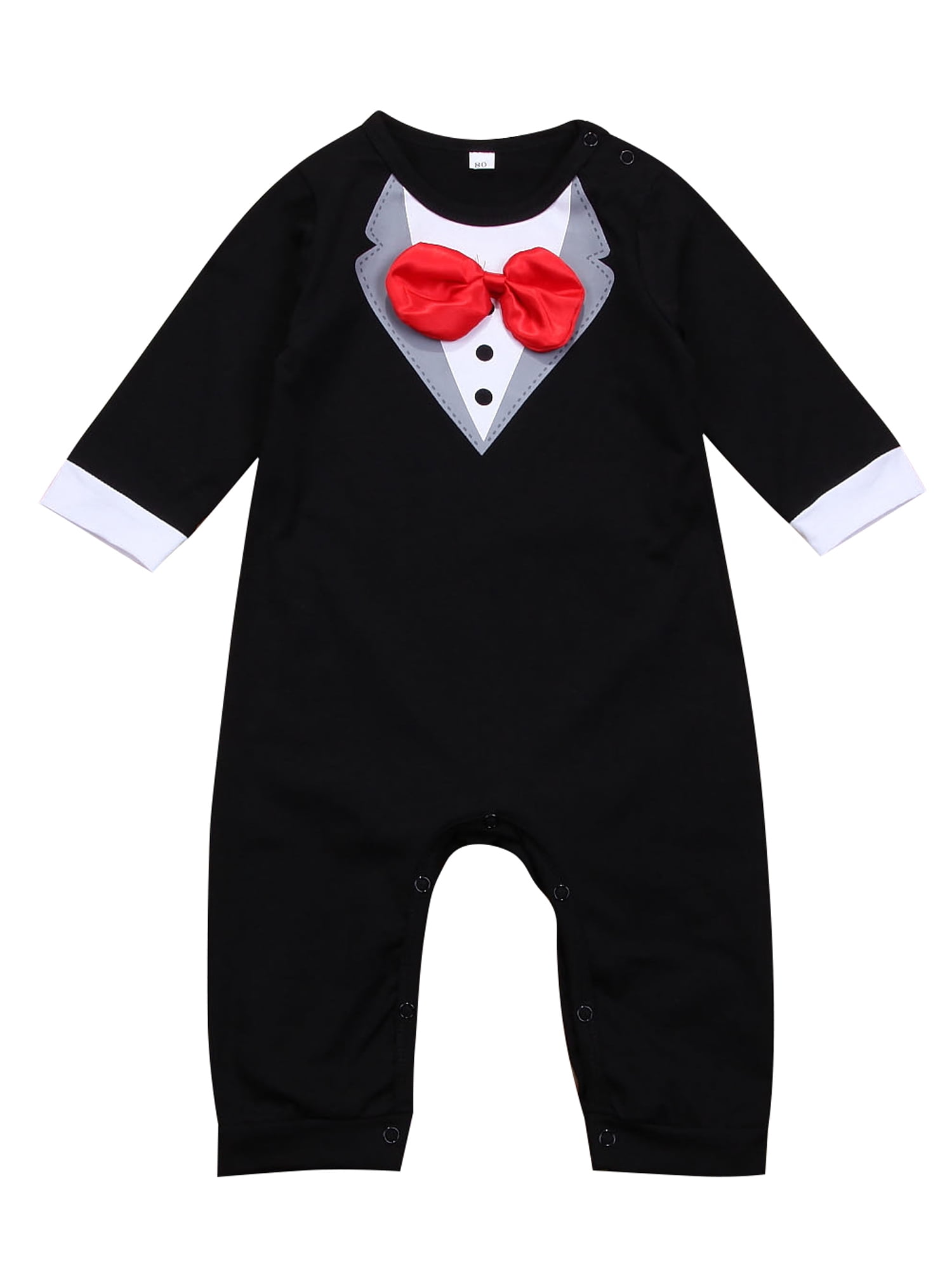 Newborn Baby Boys Romper Outfit One-Piece Bowtie Jumpsuit Bodysuit Party Clothes 