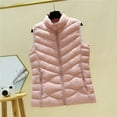 thumbnail image 3 of Women's Fall Quilted Puffer Vests Sleeveless Winter Zip up Lightweight Jacket Plus Size Outwear with Pockets New Plus Size Jackets for Women Pinky XXL, 3 of 5