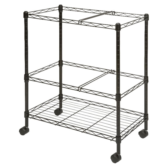 Mobile File Cart, 2 Tier Wire Rolling File Organizer - Letter & Legal Size, Locking Casters - Office Storage for Home, Office, School Black