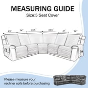 HDCAXKJ 100% Waterproof Reclining Sectional Couch Covers L-Shape Recliner Sofa Cover 5 Seat, Dark Gray