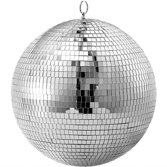 12 Inch Mirror Disco Ball Hanging Disco Lighting Ball with Hanging Ring for Party or DJ Club Stage, Bar, Wedding, Holiday Decoration (Silver)