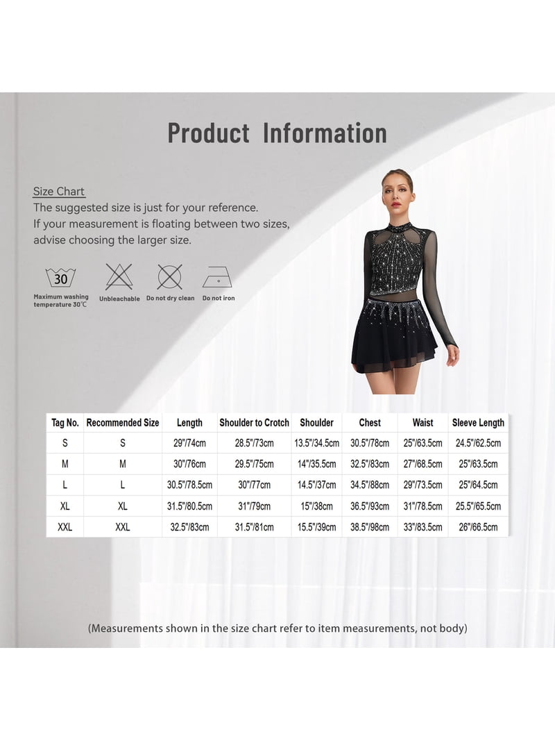 Zaldita Womens Lyrcial Dance Dress Rhinestone Long Sleeve Chiffon Modern  Figure Skating Bodysuit Orange L - Walmart.com