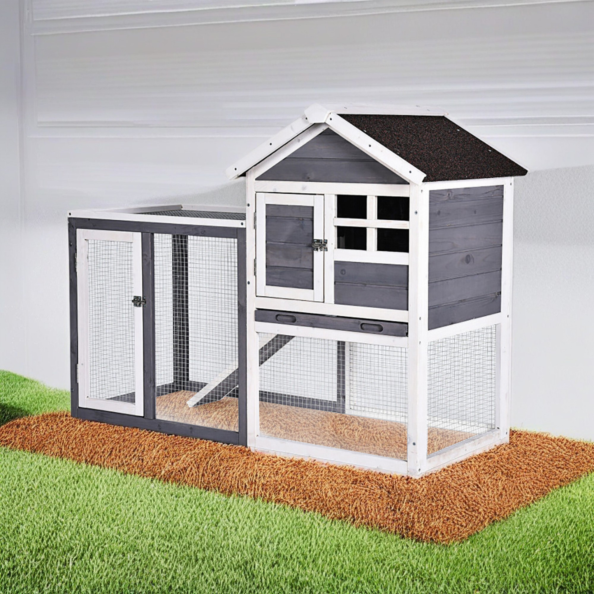 Kadyn 48" Outdoors Wood Chicken Coop, Hen Nest for Indoor Bunny Hutch Rabbit Cage Guinea Pig Habitat, Gray Kadyn 48" Outdoors Wood Chicken Coop, Hen Nest for Indoor Bunny Hutch Rabbit Cage Guinea Pig Habitat, Gray