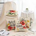 thumbnail image 4 of Poppy Floral Flowers Decorative Throw Pillow Covers 18 x 18 Set of 4, Spring Summer Bless Our Home Sweet Home Porch Patio Outdoor Pillowcase Bloom Sofa Couch Cushion Case Home Decor, 4 of 6