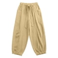 thumbnail image 5 of Guluxicc Women's Cotton Tapered Pants with Pockets Elastic Waist Drawstring Loose Jogger Trousers for Everyday Wear, 5 of 5