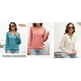 thumbnail image 6 of Fantaslook V Neck Sweatshirts for Women Casual Long Sleeve Shirts Button Pullover Tops Fashion Fall Outfits, 6 of 7