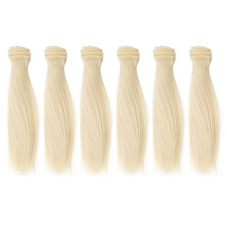 Uxcell 15cm Doll Hair Wefts, 6Pcs Synthetic Straight Hair Doll Wigs, Light Gray