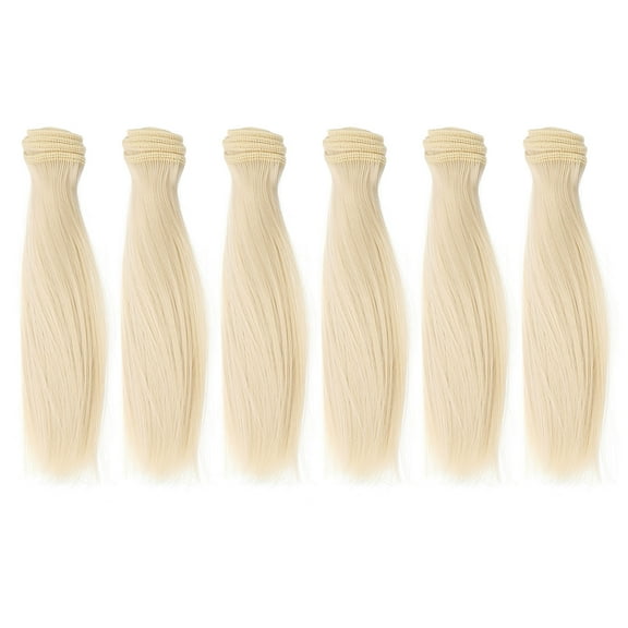 Uxcell 15cm Doll Hair Wefts, 6Pcs Synthetic Straight Hair Doll Wigs, Light Gray