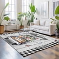 thumbnail image 3 of Large Area Rugs 6'x9', Spring Flowers Carpet Runner Indoor Outdoor Rugs Home Decor Aesthetic, Farmhouse Truck Black Plaid Wood Grain Non Slip Mats Washable Accent Rug for Living Room Bedroom, 3 of 8