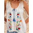 thumbnail image 2 of Women 'S Tie Front Tank Top Y2k Floral Babydoll Crop Vest Going Out Camisole Blouse Shirt White L, 2 of 9