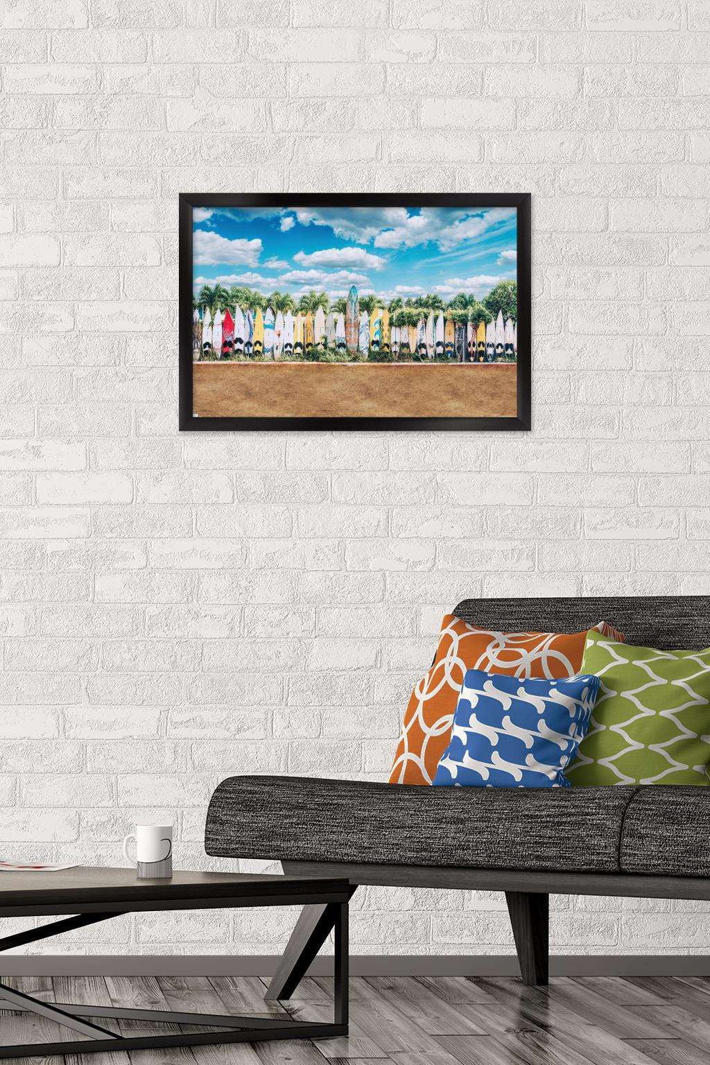 Surfboards in Maui, Hawaii Wall Poster, 14.725" x 22.375", Framed
