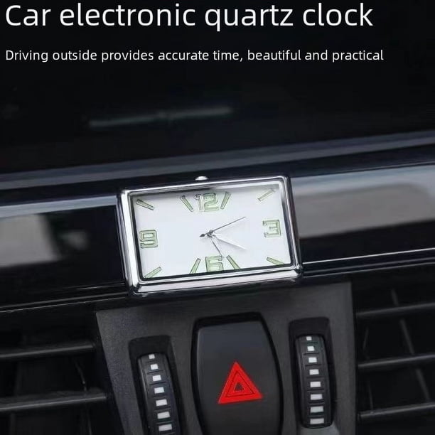 Reloj de coche luminoso, reloj de coche, salida de aire acondicionado de coche, reloj electrónico de cuarzo cuadrado para coche