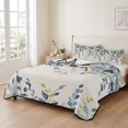 thumbnail image 2 of Twin XL Quilt Set 68''x98'', Navy Blue Eucalyptus Lightweight Summer Bedspread Coverlet Set with 2 Pillow Shams, Farmhouse Weeping Leaves Linen Breathable All Season Quilt Bedding for Dorm/Guest Room, 2 of 9