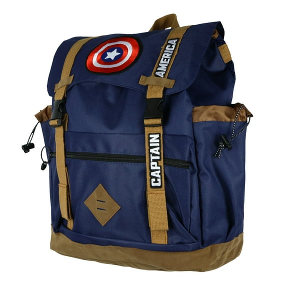 Marvel Captain America Flaptop Backpack Embroidered Logo Design Tech Laptop Tote