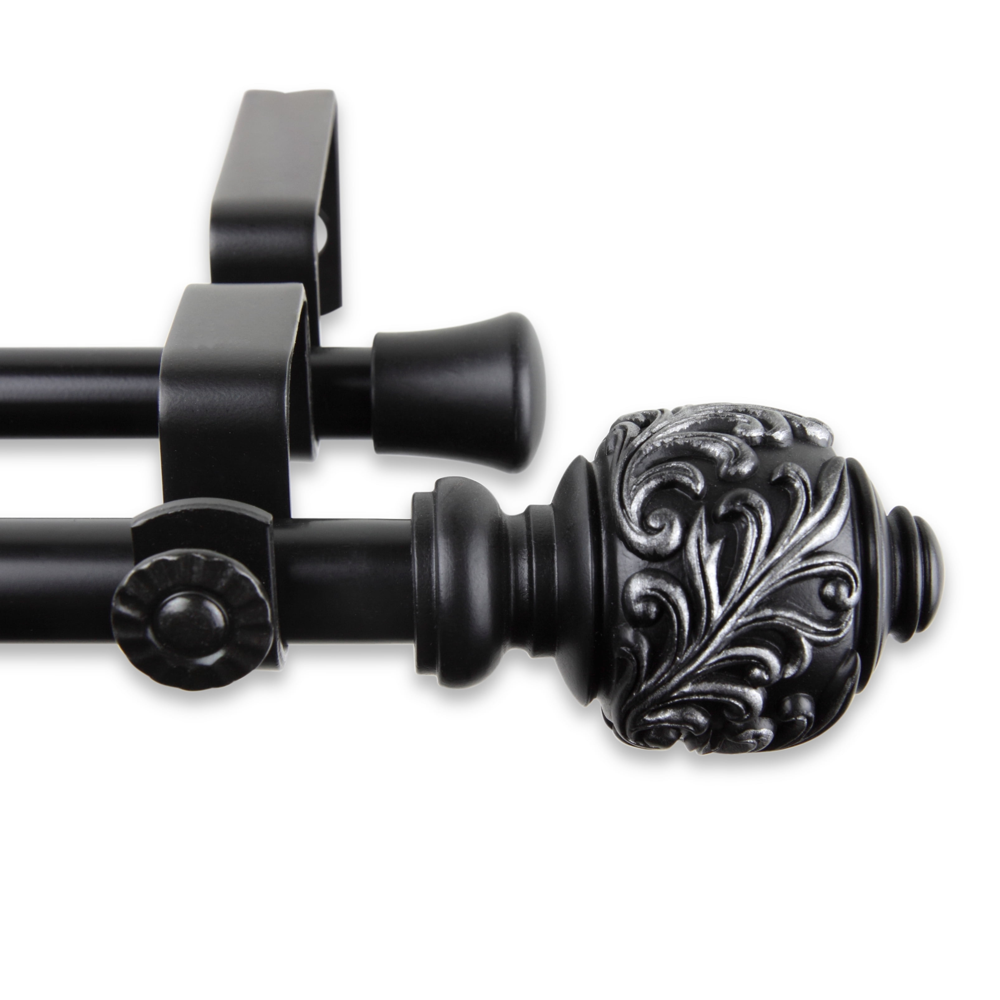 Central Design Products Steel 0.62" Modern Double Curtain Rod, Black