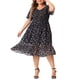 thumbnail image 2 of Ropa de mujer de tallas grandes GRACE & GRANDEUR, vestidos midi de flores elegantes con fruncido, 2X, negro y rosa, 2 of 6