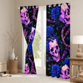 thumbnail image 3 of Homewish Spooky Skull Blackout Curtains Set of 2 (52x84 Each) For Adults Teens,Blue Flowers Curtain,Halloween Living Room Curtains, 3 of 6