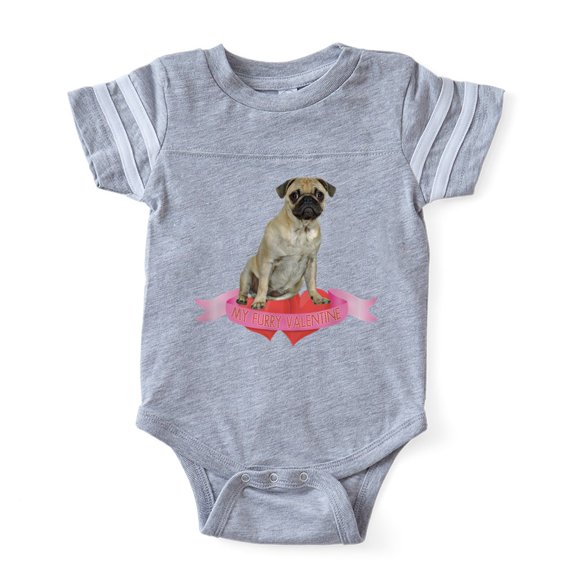 CafePress - FIN Pug Valentine - Cute Infant Baby Football Bodysuit