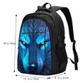 thumbnail image 5 of Salouo Futuristic Blue Light Wolf Pattern Extra Large Travel Laptop,Backpack with USB Charging Port College Backpack Business Work Bag Casual Daypack Fits for Men & Women, 5 of 7