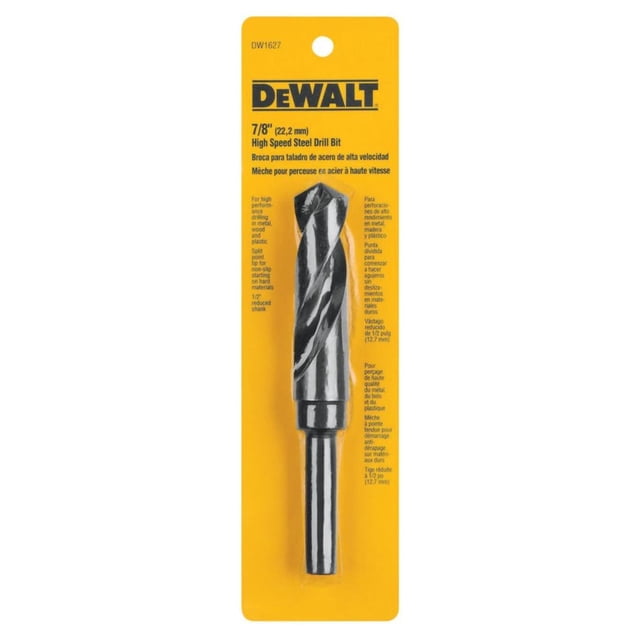 Broca DEWALT con mango reducido de óxido negro de 7/8 pulgadas a 1/2 pulgadas