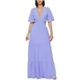 thumbnail image 2 of Jusqu'à 65 % de Réduction! Robes d'Été Mode pour Femmes 2024 Grande Taille Manches Courtes Couleur Col en V Robe Longue Douce Confortable, 2 of 9