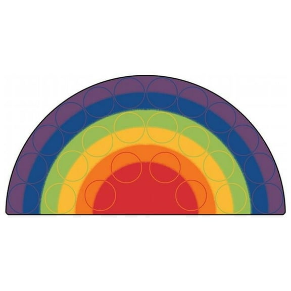 Carpets For Kids 1262 Rainbow Rows 6 ft. x 12 ft. Semi-Cir Carpetcle