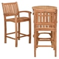 thumbnail image 2 of 3 Piece Teak Wood Bistro Outdoor Patio Bar Set Including 27" Round Orleans Bar Table and 2 Abacho Barstools with Arms, 2 of 6