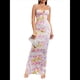 thumbnail image 3 of Vestido Maxi Bohemio de Verano para Mujer, con Estampado Floral, Tirantes Finos, Sin Mangas y Ajustado Rosa Amarillo M, 3 of 8
