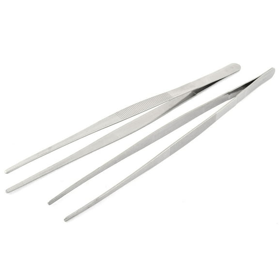 Unique Bargains Home Flat Edge Straight Tweezers Handy Tool 11.81 Daily Garden Tool 2pcs