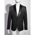 thumbnail image 3 of CHICTRY Kids Boys Shiny Rhinestone Proms Party Blazer Lapel One-Button Long Sleeve Outerwear for Pageant Weddings Black 4, 3 of 7