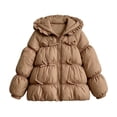 thumbnail image 2 of Dnhxils Girls Jacket Winter Lightweight Puffer Coat Toddlers Trendy Hooded Zip Up Jacket Kids Winter Warm Clothes Brown 5-6 Years, 2 of 5