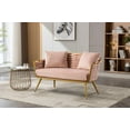 thumbnail image 1 of Velvet Loveseat with Two Pillows, Upholstered Leisure Armchair with Metal Legs, Barrel Accent Chair for Living Room, Bedroom, Office, Pink, 1 of 7
