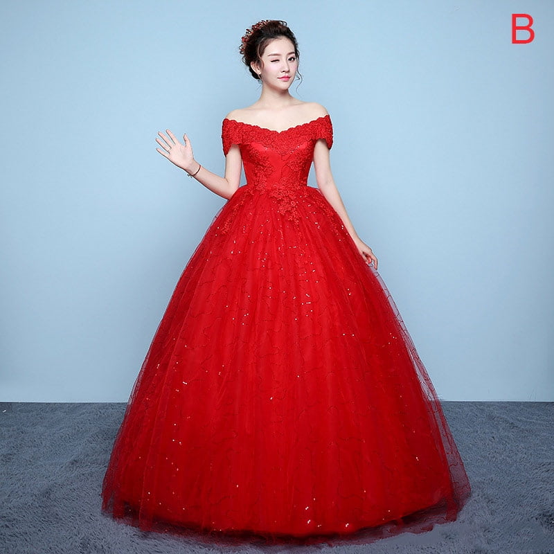 Valinks Ladies Wedding Dress Solid Color Short Sleeves Long Hem Wedding Gown New Other Default