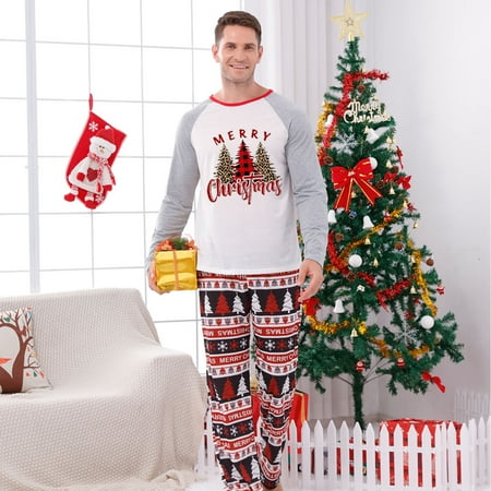 

Pajamas for Women KKCXFJX Parent-child Warm Christmas Set Printed Home Wear Pajamas Two-piece Dad Set