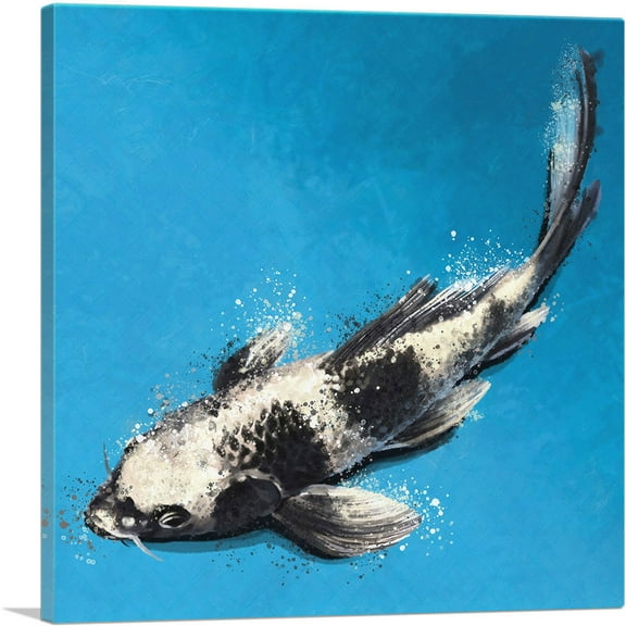 ARTCANVAS Utsurimono Koi Carp Fish Japan China Asia Canvas Art Print - Size: 26" x 26" (1.50" Deep)