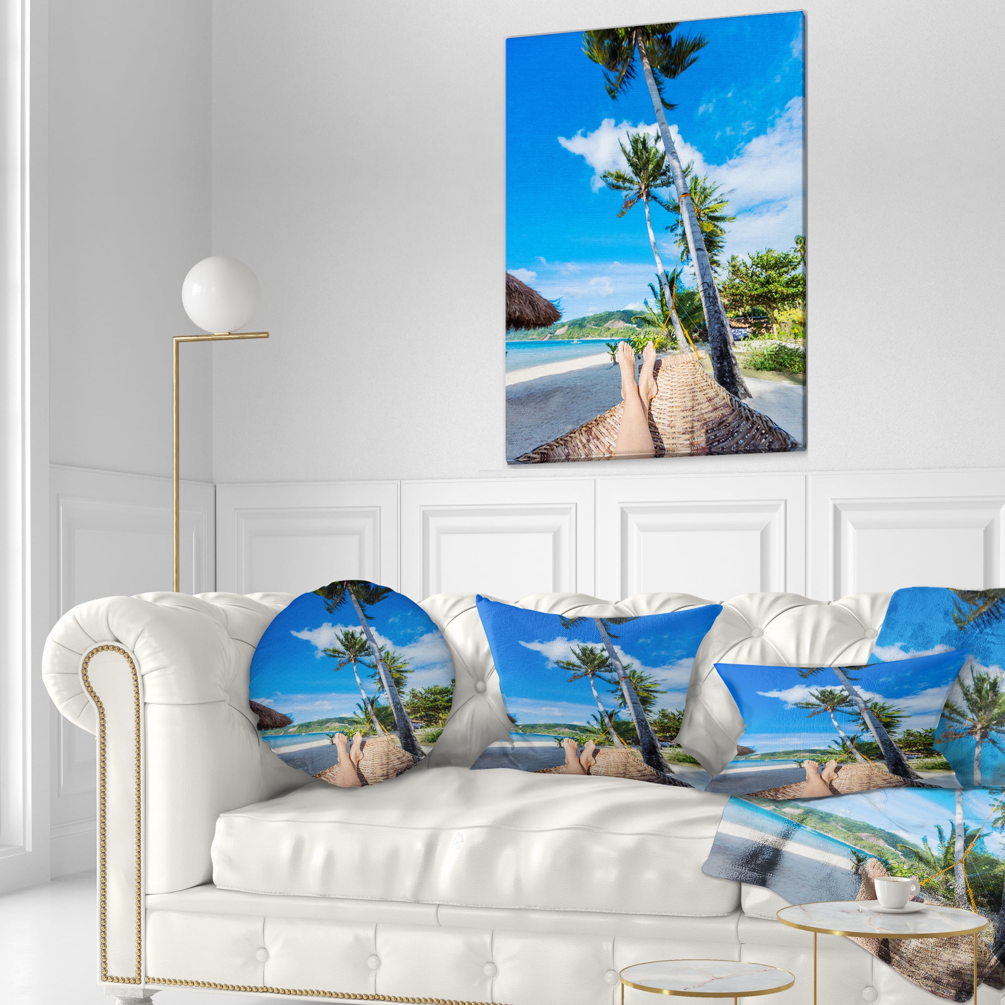 Designart Relaxing in Hammock - Landscape Photography Throw Pillow - 12x20