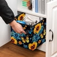thumbnail image 5 of Starry Sky Sunflower Butterfly Foldable Storage Basket with Handle, 10.8"x10.5"x10.6" Large Capacity Cube Organizer Storage Containers, 5 of 6