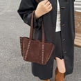 thumbnail image 4 of SPEKSEE Women Faux Suede Rivet Tote Bag Solid Color Shoulder Bag Underarm Bag Handbag Large Capacity for Daily Travel, 4 of 18