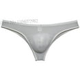 thumbnail image 2 of Botmois 2 PACK Micro Briefs Men's Underwear Bikini Pucker Back Male Slip Low-rise Brazil Underpants Ultrathin Comfy Beach Brief Silky 2P-light gray/light army green X, 2 of 5