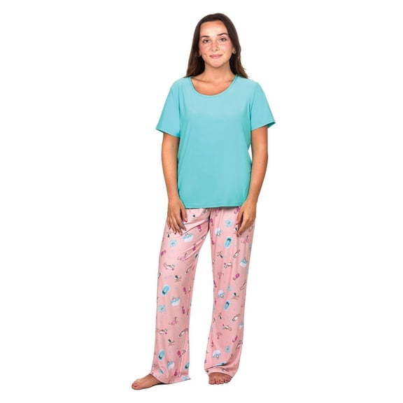 MeMoi Women's Spa Kitty Two Piece PJ Set In A Bag - Womens - Female, XL, Peachy