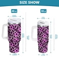 thumbnail image 6 of Yayeee 40oz Stainless Steel Tumbler with Straw and Handle Double-Wall Insulated Travel Water Bottle, Purple Floral Leopard Pattern, 6 of 8