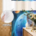 thumbnail image 3 of No Hook Shower Curtain, Abstract Art Wolfs Shower Curtains for Bathroom with See Through Top Window, Blue Moon Forest Black Waterproof & Washable Bath Curtain Stall 48"x72", 3 of 9