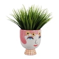 thumbnail image 6 of Round Flower Pots Boho Ceramic Planter for Indoor Plants - Decorative Stoneware Plant Pots for Home Decor and Planters - Outdoor Display with Artistic Face Design for Patio & Shelf Styling - 7", Pink, 6 of 14
