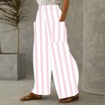 thumbnail image 4 of Ashirexll Pants for Women, Wide Leg Pants Woman, Fashion Plaid Printed Loose Casual Pants Summer Elastic Waist and Wide Leg Pants with Pockets, 4 of 5