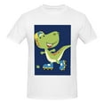 thumbnail image 4 of Bingfone Dino Playing Roller Skate Men'S Loose Fit Short-Sleeve Pocket T-Shirt, 4 of 7