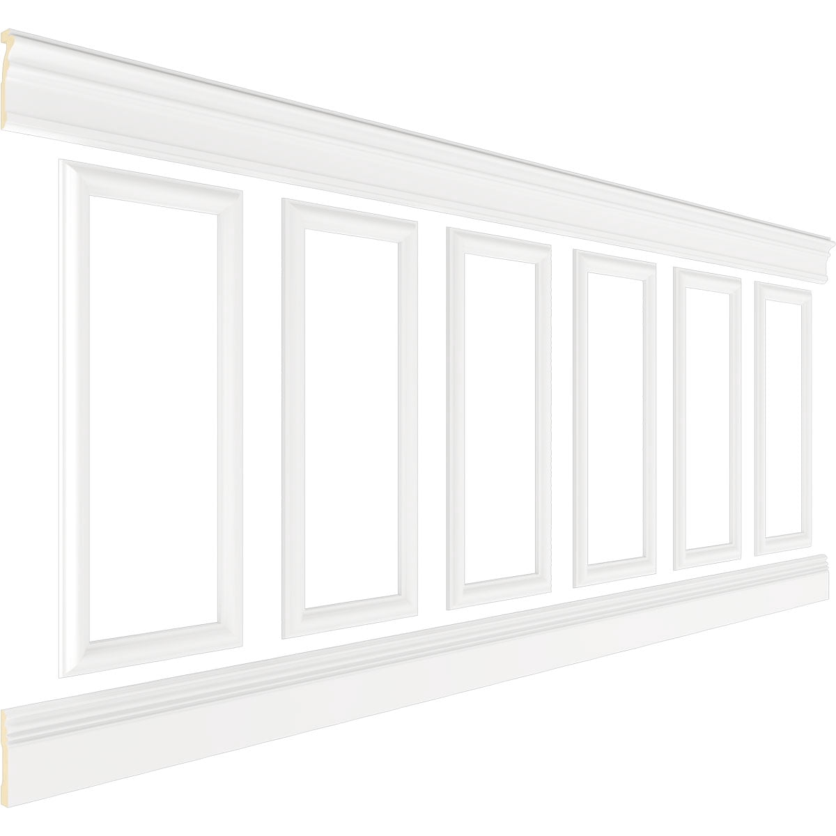 Ekena millwork 94 1/2"L (Adjustable 40"H to 44"H) Ashford Square Panel Traditional Wainscot Paneling Kit