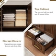 thumbnail image 4 of ChVans 3 Door Armoire Wardrobe Closet with Top Cabinet and Mirror, 94.5'' LED Wardrobe Armoire with 3 Drawers, Hanging Rod & Multi-Layer Shelves for Bedroom, Brown, 4 of 10